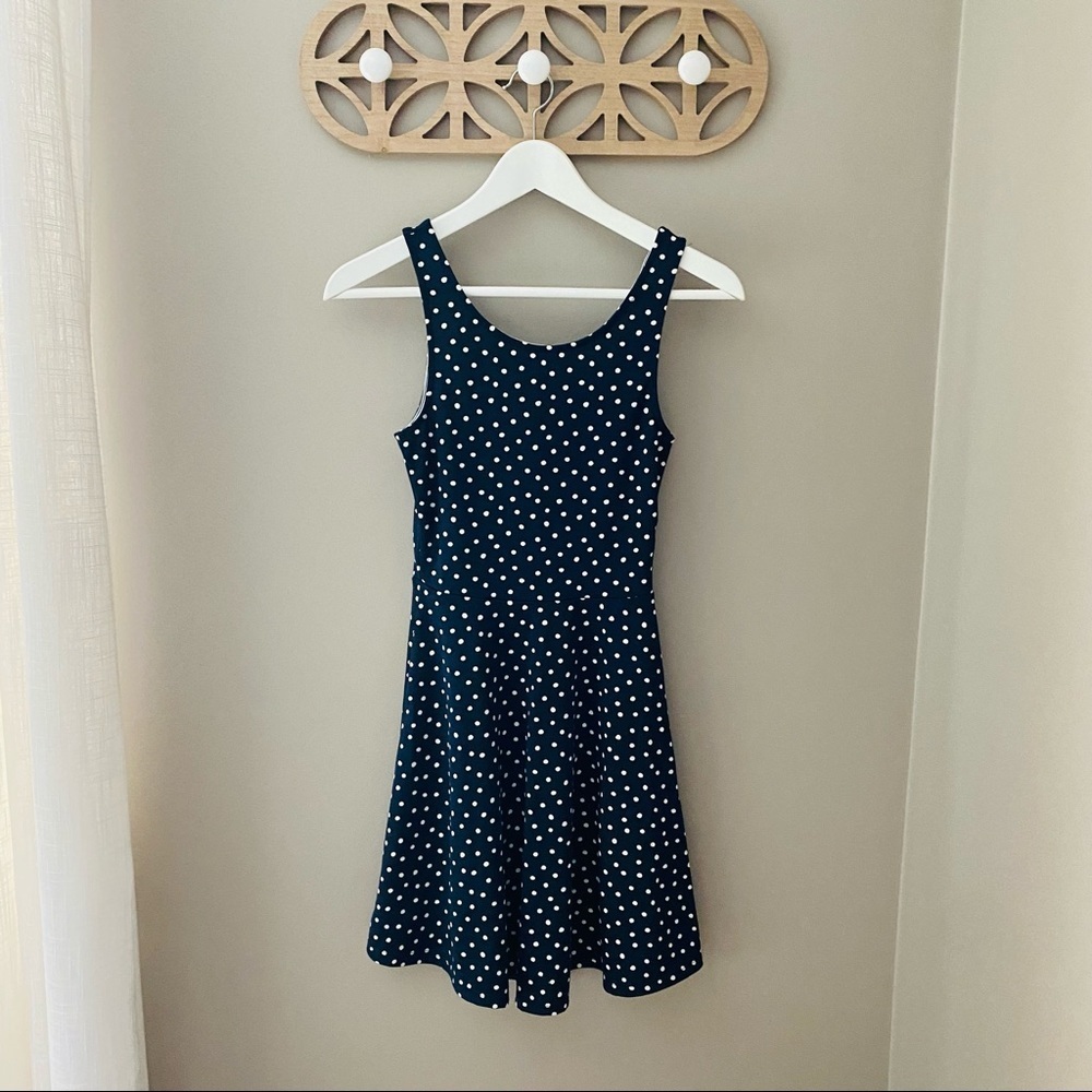 H&M Polkadot Mini Dress Blue Sz 2